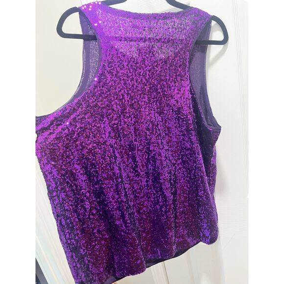 NWT Zeagoo Purple Sequin Sleeveless Top Size 2X Tunic Rounded Bottom Lined - Picture 6 of 6